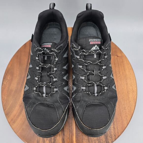 Skechers Shoes Mens 12 Wide Black Leather Outdoor Hiking Trail Lace Up Sneakers main image 4